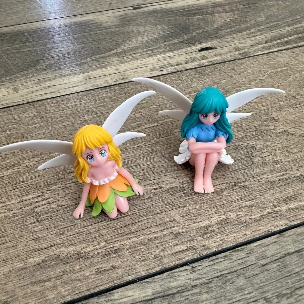 4Pc Miniature Anime Fairy Figurines Whimsical Sprite Terrarium Decor Set